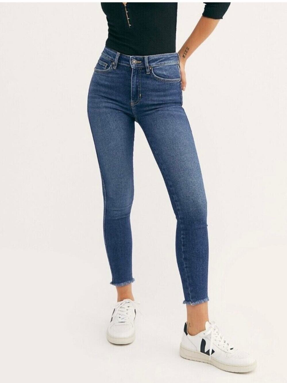 We The Free by Free People High Rise Skinny Jean Jeggings Women's Size 25 Blue